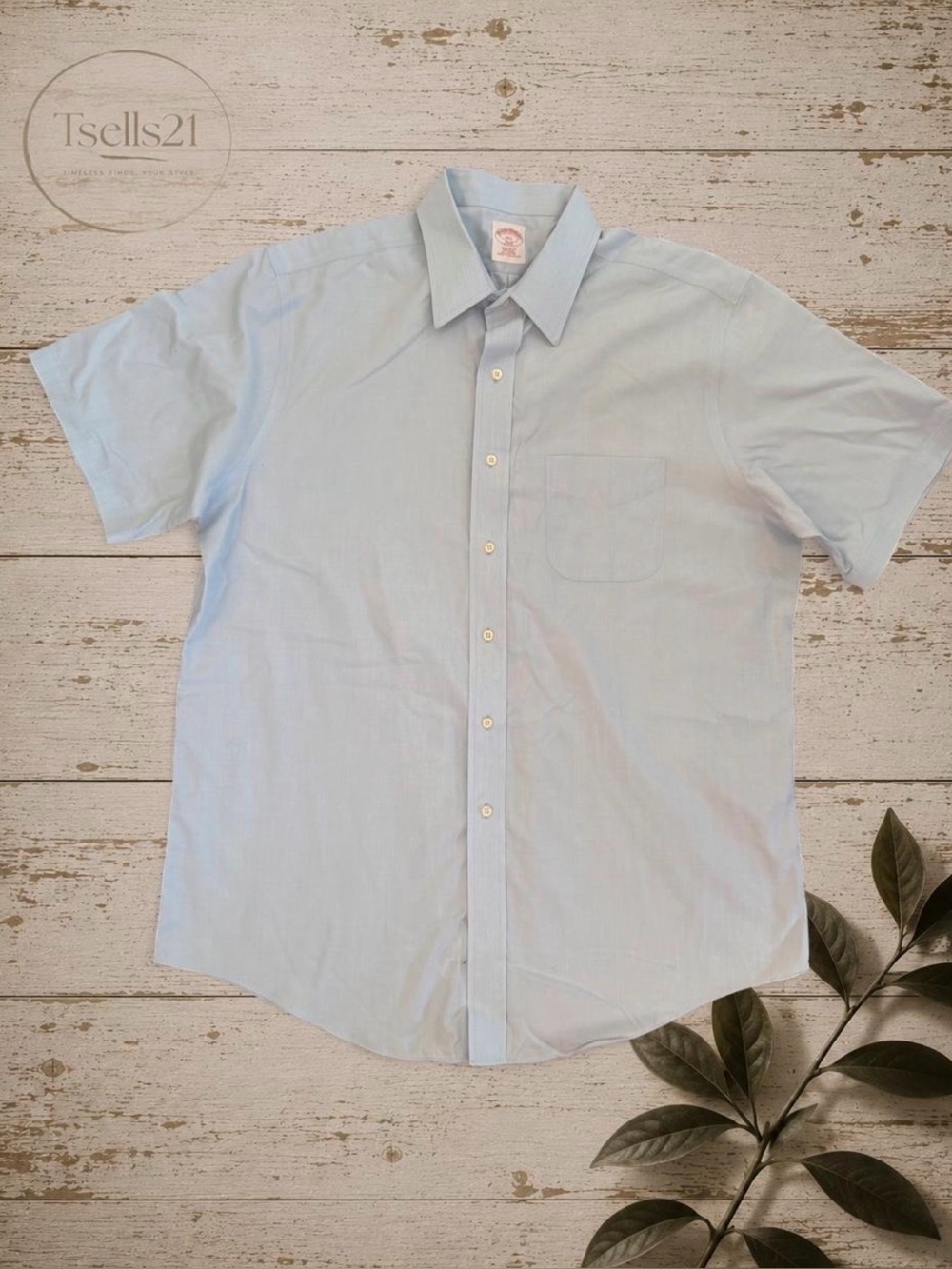 Brooks Brothers Vintage Y2K 346 Blue 100% Cotton Non Iron Short-Sleeve - Size L